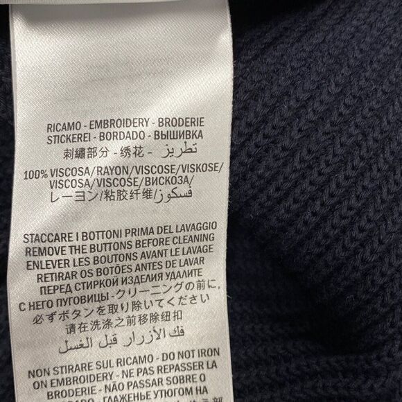 Gucci Blue Lurex Detail Contrast Trim Knit Cardigan Size Small - Picture 12 of 13